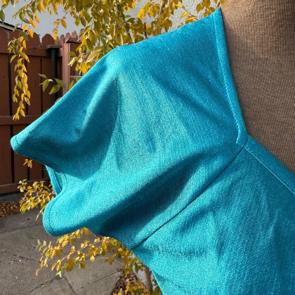 Gorgeous Vintage 70s Teal shimmer wrap dress - Picture 6 of 7